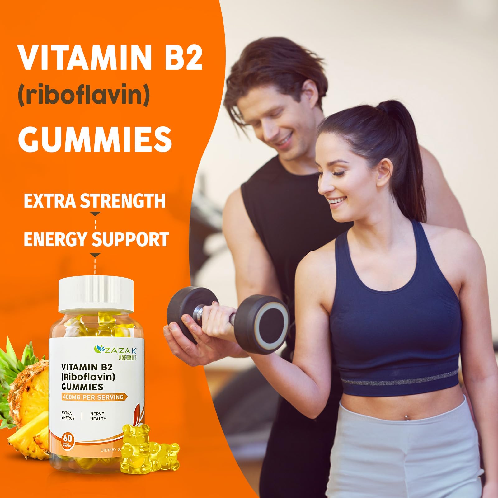 Gummies supporting nerve and skin health with riboflavin