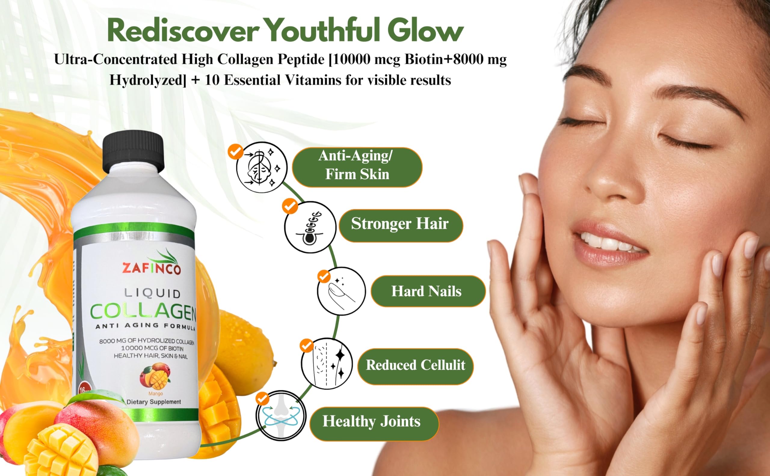 Close-up of Biotin 10000 mcg and collagen 8000 mg on label