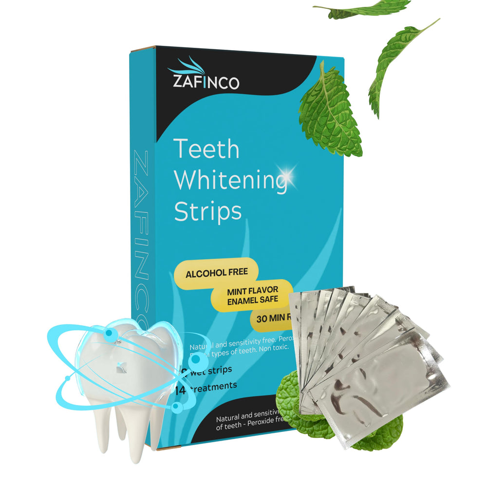 Mint-flavored whitening strips for sensitive teeth by ZAFINCO