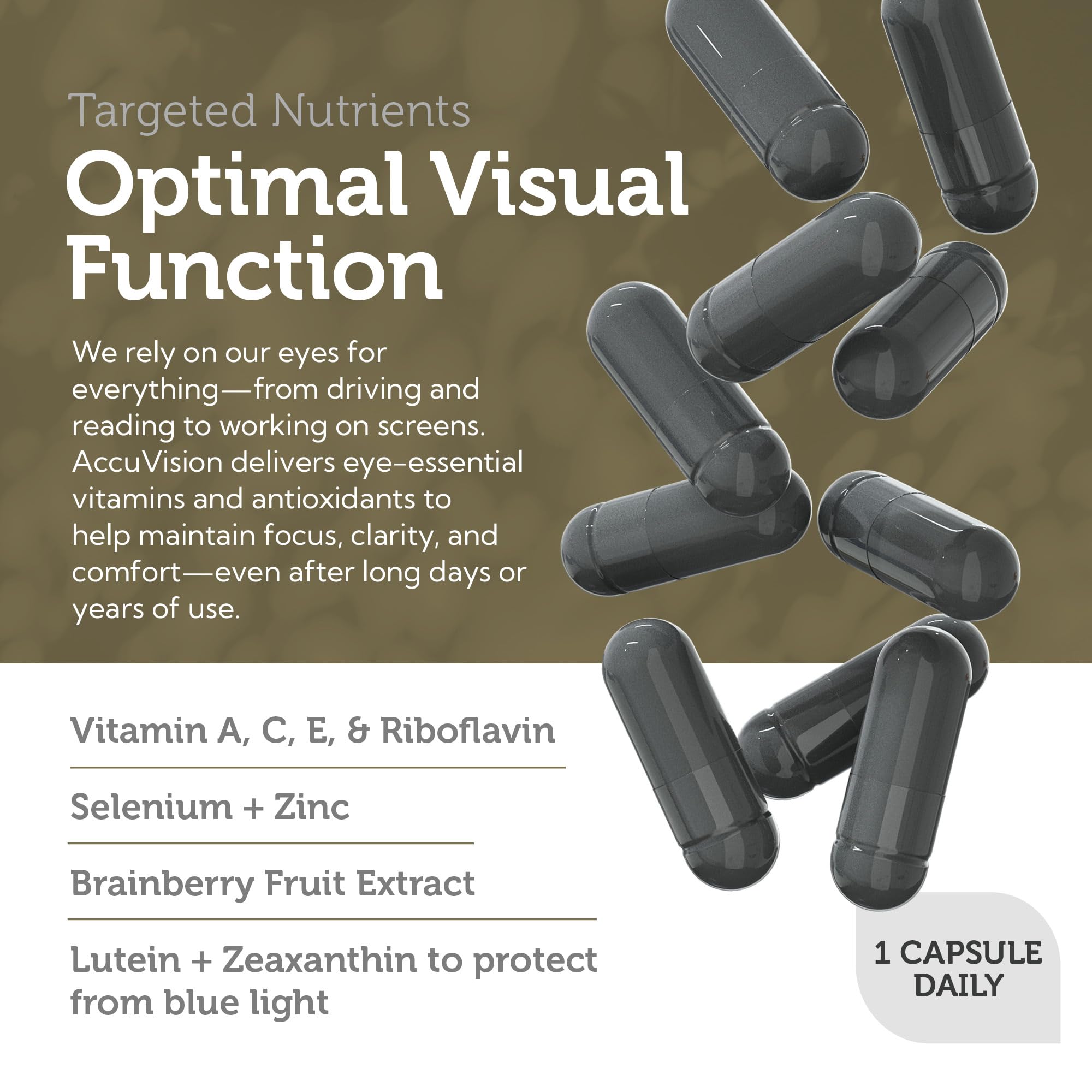 Nutrition facts panel of Zahler AccuVision