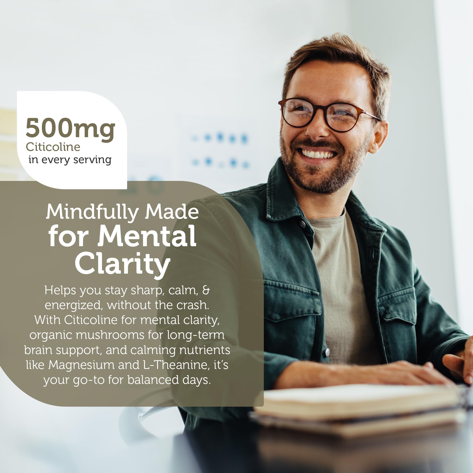 Ingredients: Suntheanine, Cognizin, B vitamins