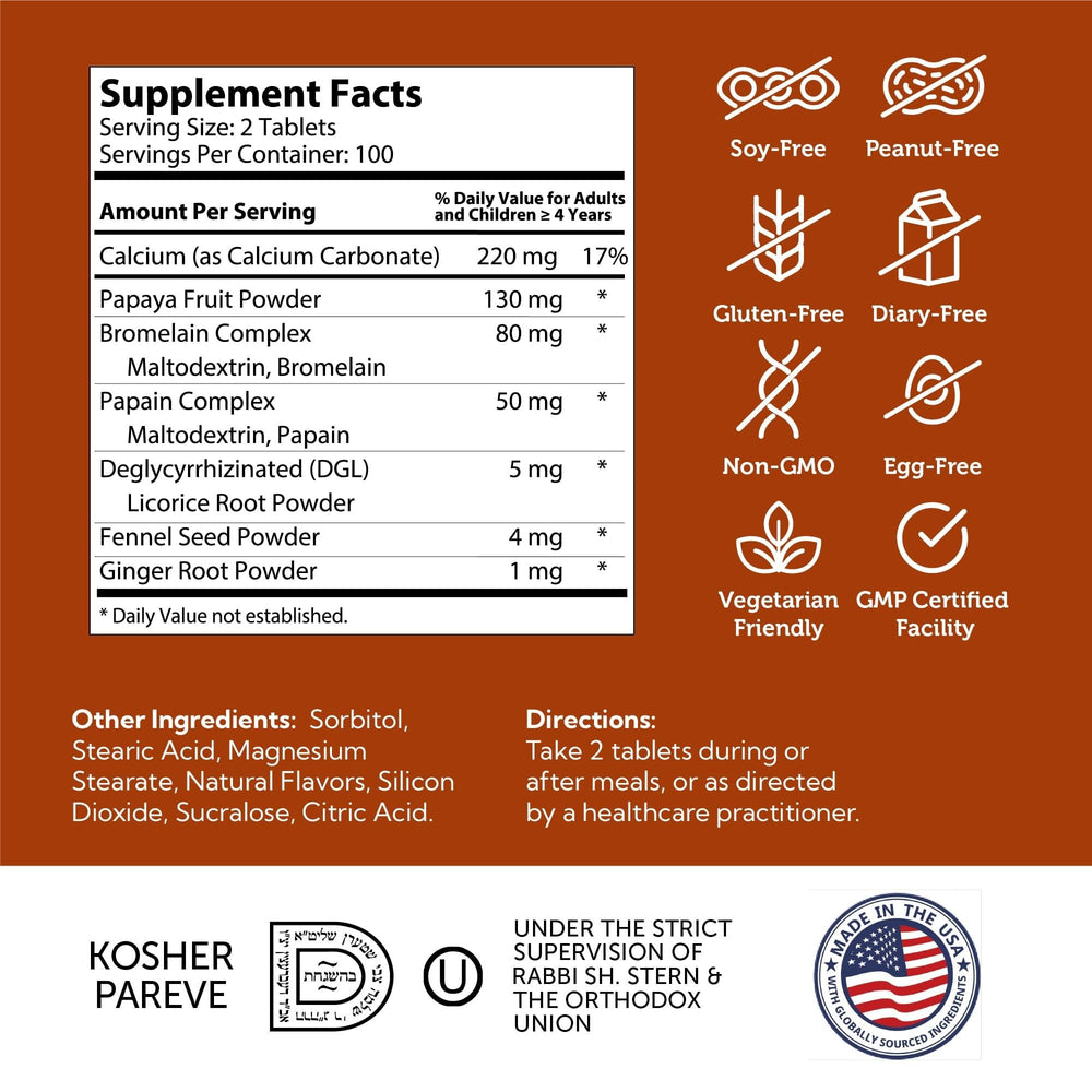 Fruit-based digestive enzymes and herbs for digestion support