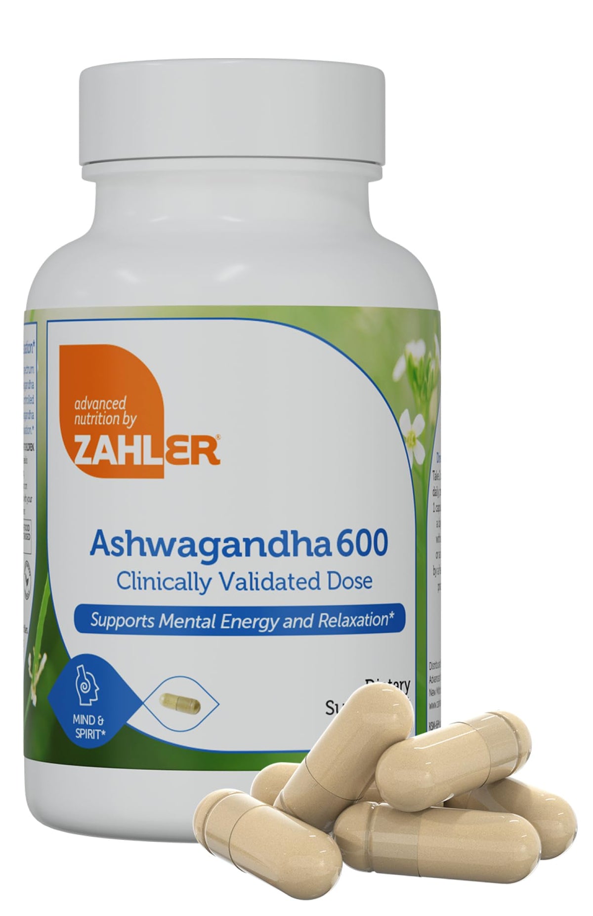 Zahler Ashwagandha capsules bottle with KSM-66 600 mg