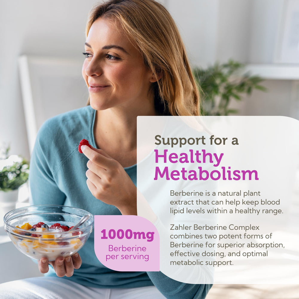 Zahler Berberine capsules close-up showing soft capsules for daily metabolic support.