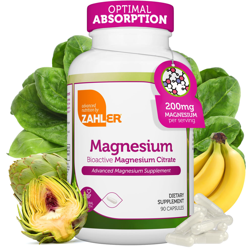 Zahler Bioactive Magnesium Citrate bottle label showing 200 mg per serving