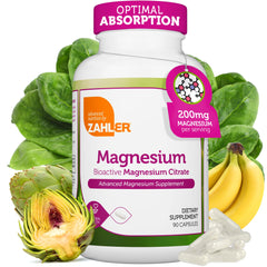 Zahler Bioactive Magnesium Citrate bottle label showing 200 mg per serving
