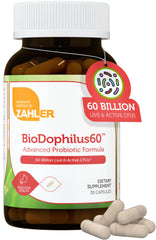 Bottle of Zahler Biodophilus probiotic supplement with 30 capsules