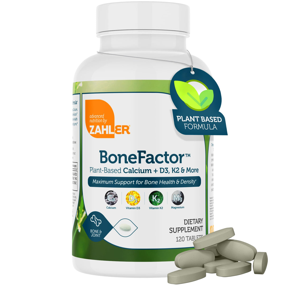 Front view of Zahler BoneFactor bottle with label