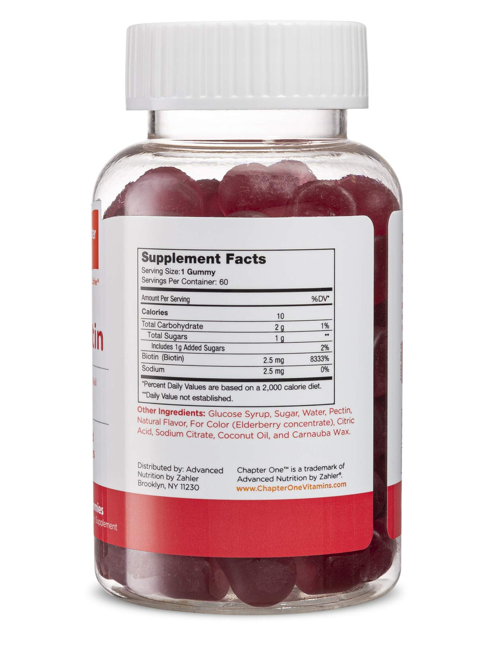 Front view of Zahler Chapter One Biotin Gummies bottle