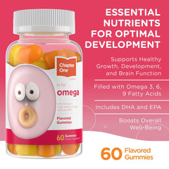 Close-up of Omega-3 gummies with chia oil and algae sources