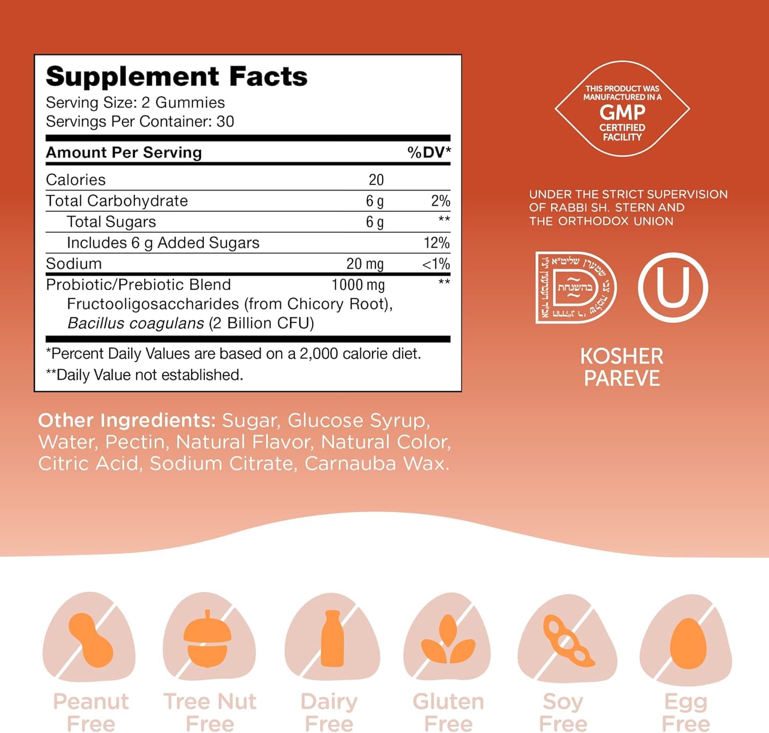 Close-up of Zahler Chapter One Probiotic Gummies Raspberry Orange flavor