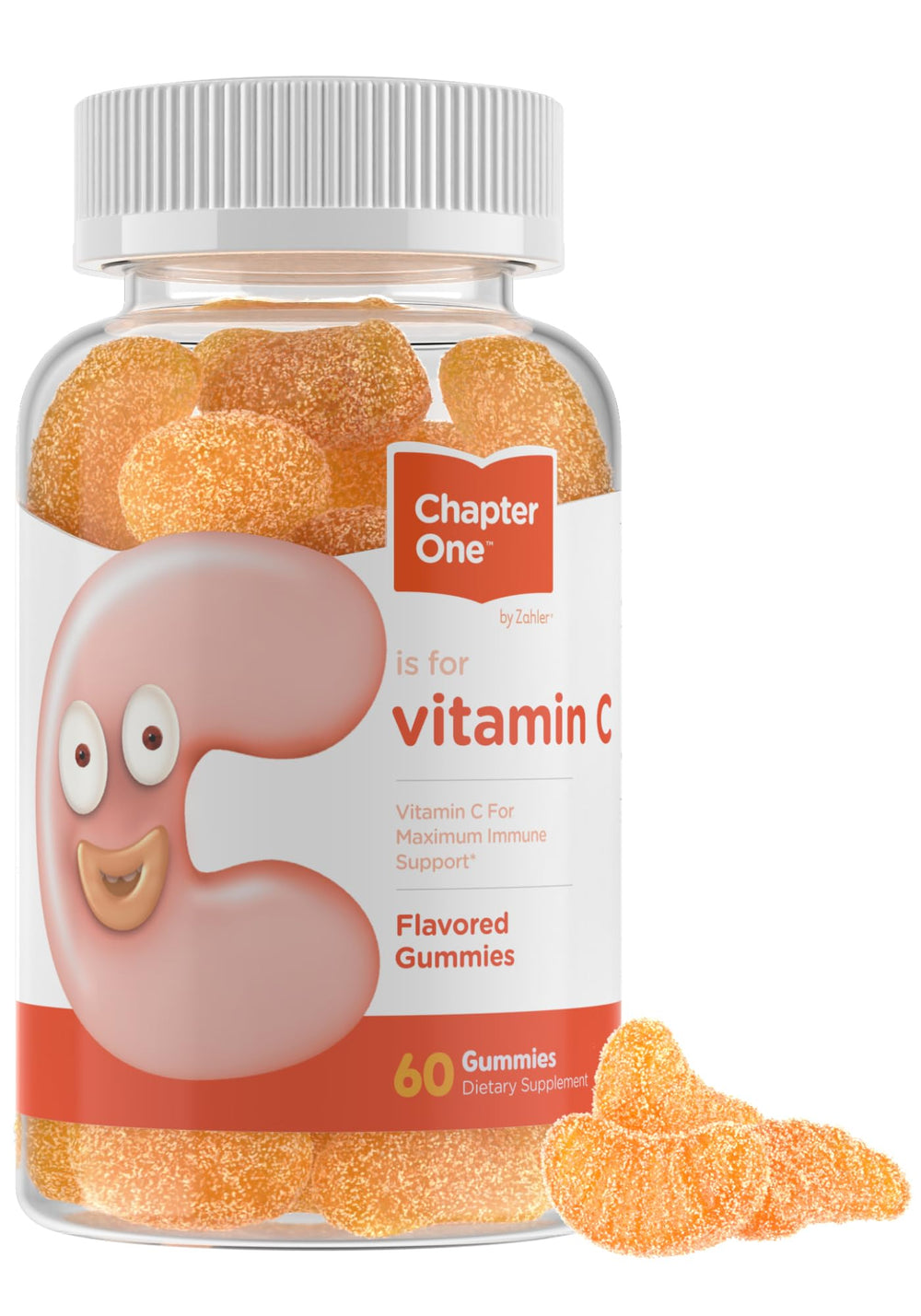 Front view of Zahler Chapter One Vitamin C Gummies bottle (60-count).