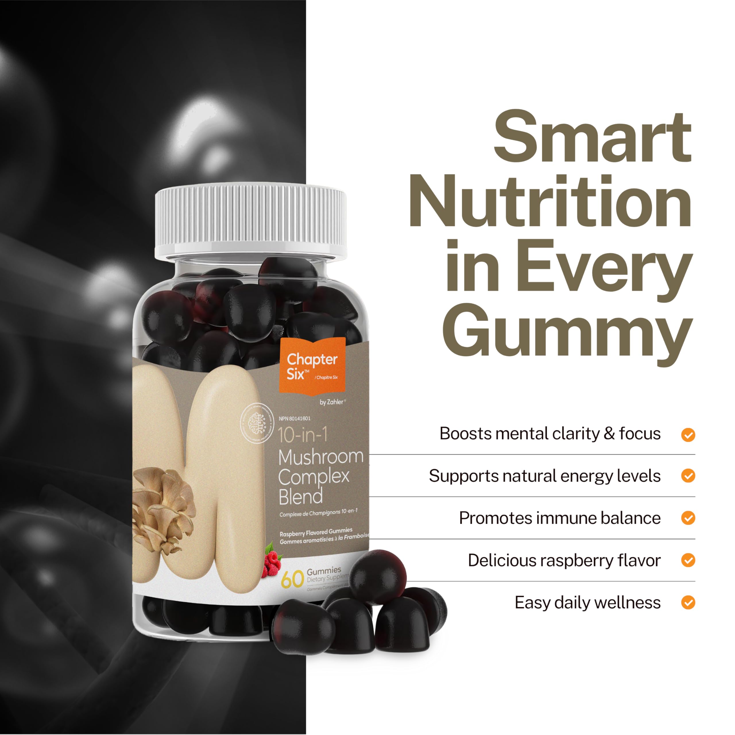 Mushroom blend ingredients on packaging