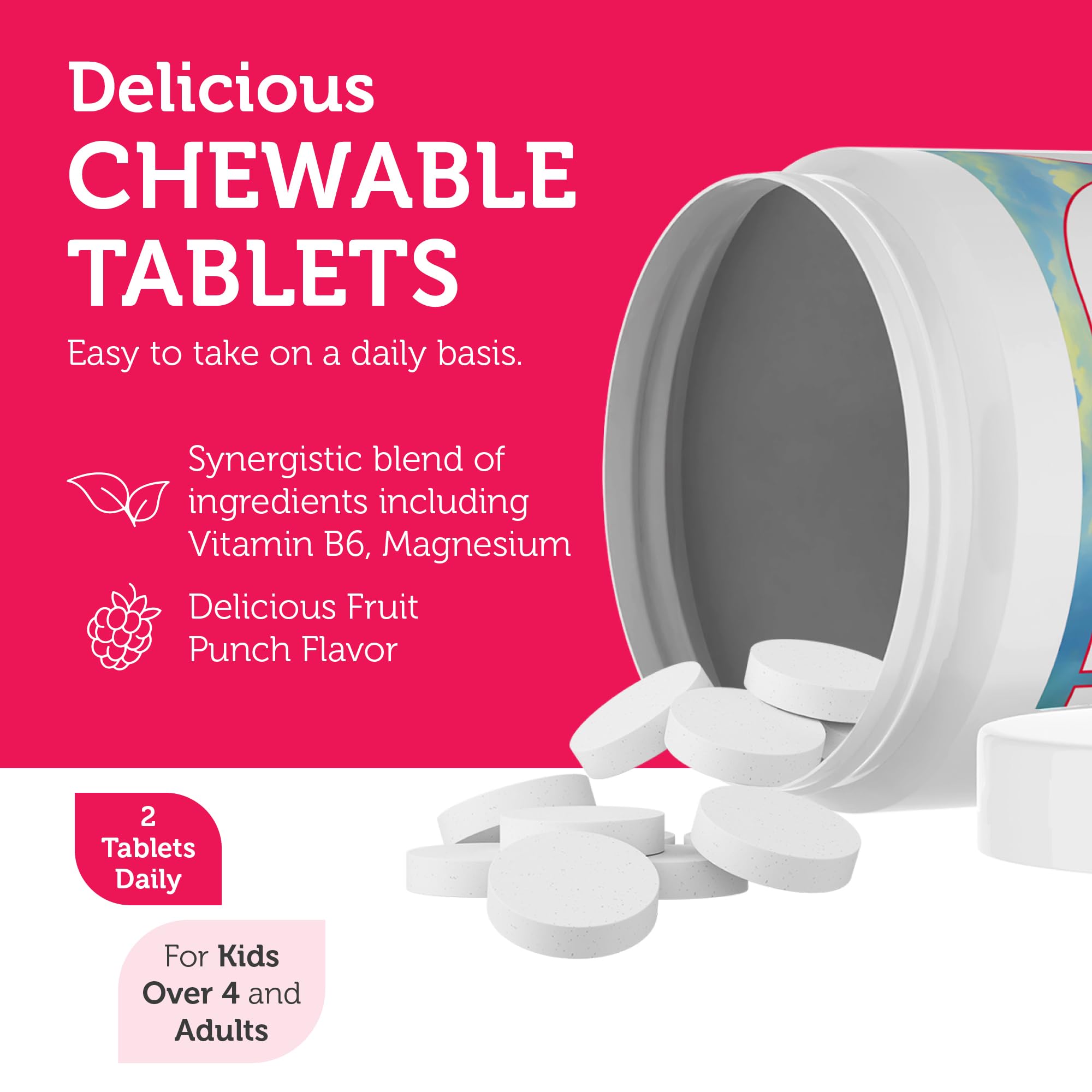 Happy child taking Zahler ChildCalm chewable