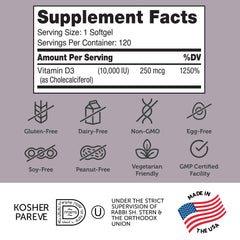 Close-up view of Zahler D3 softgels bottle for daily use