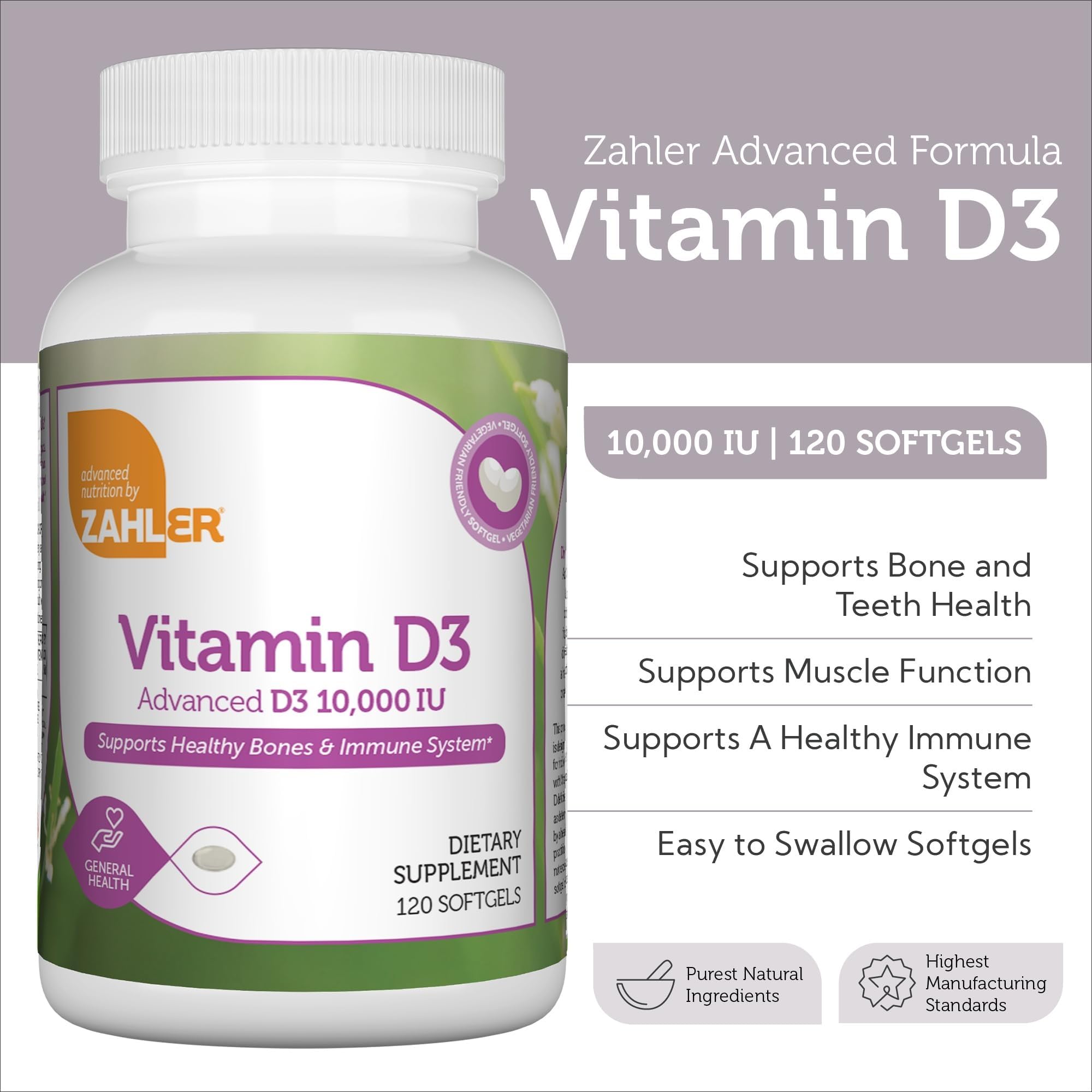 Kosher and vegetarian friendly vitamin D3 supplement label