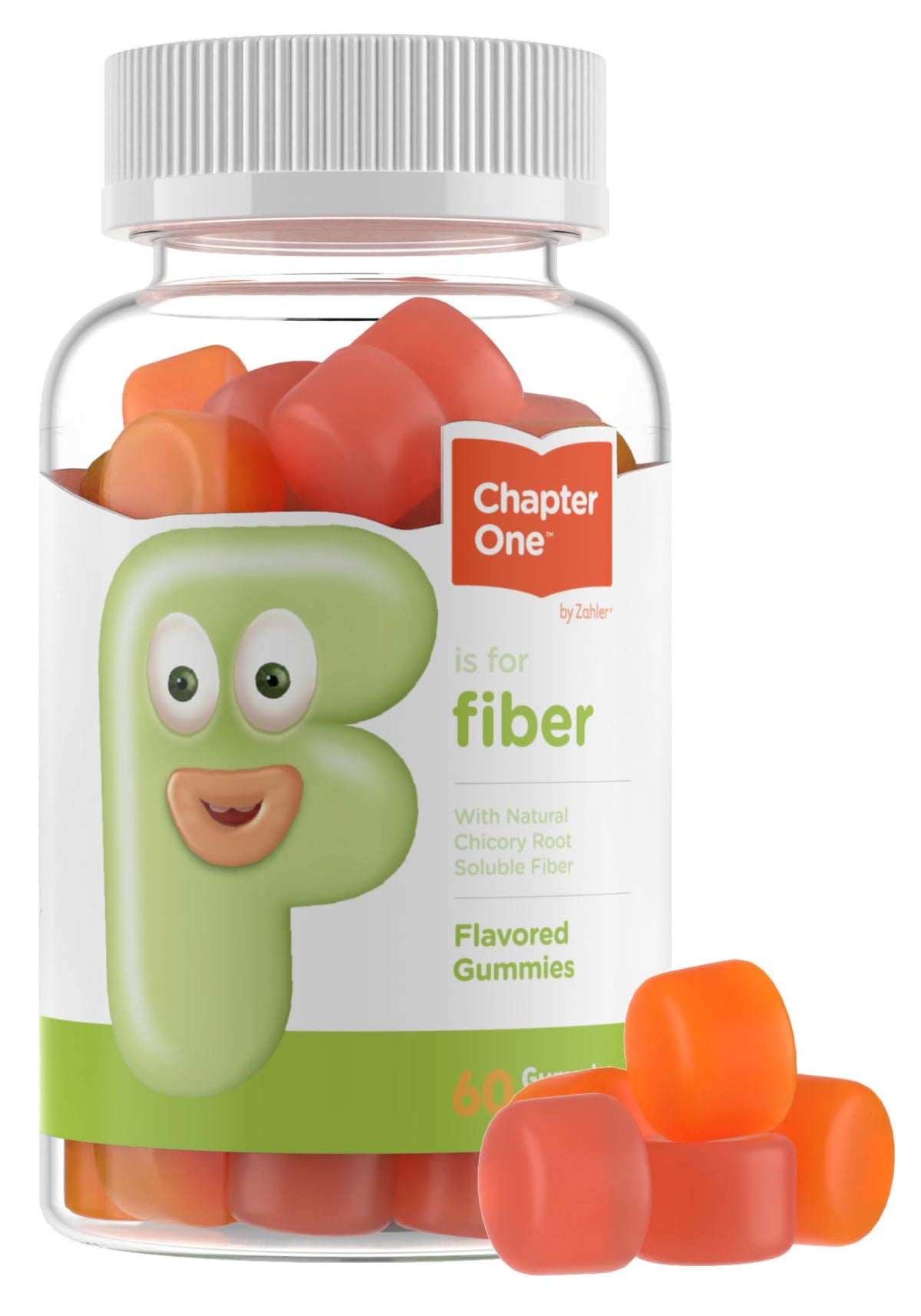 Front view of Zahler Fiber Gummies 60-count bottle