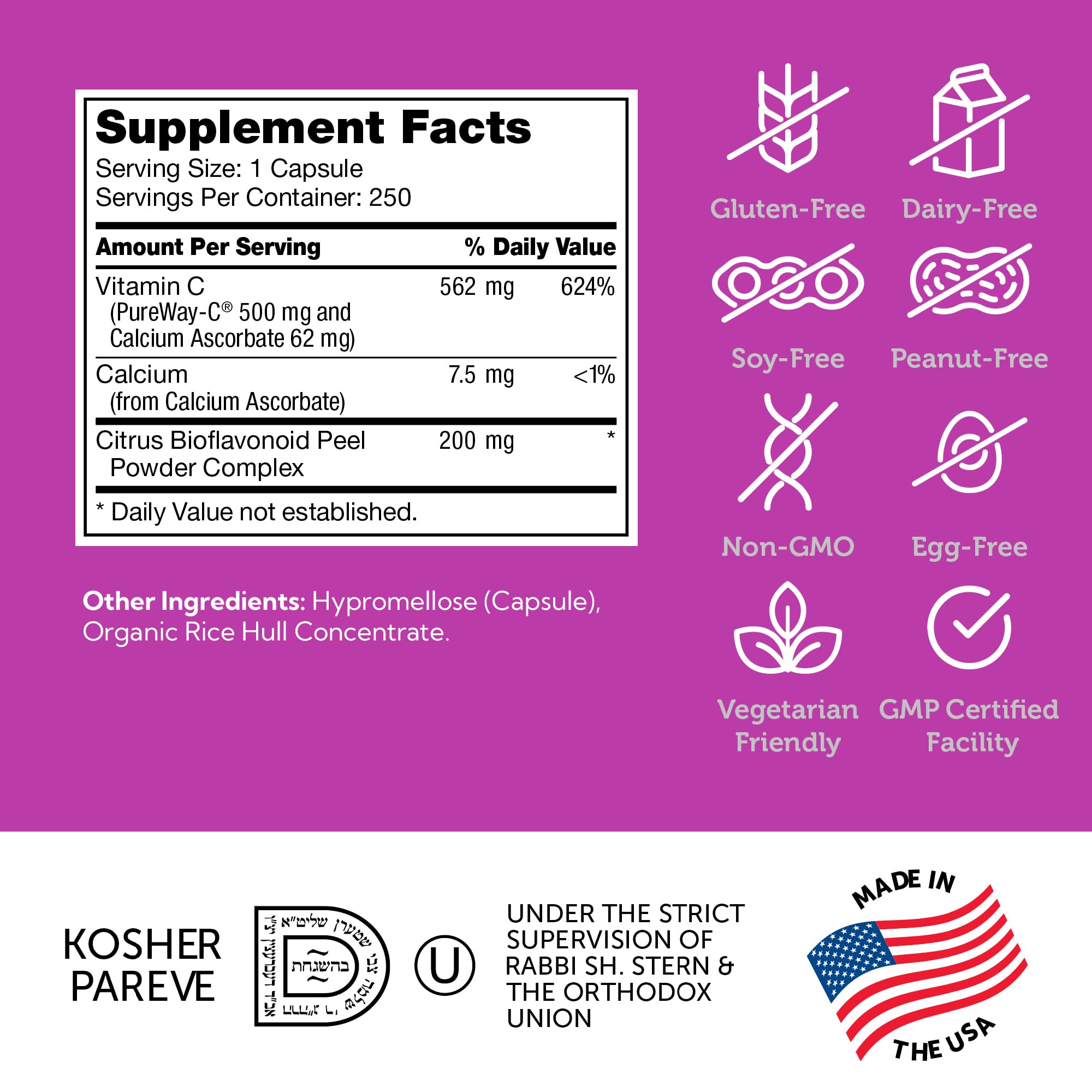 Gluten free, dairy free, kosher Zahler supplement packaging