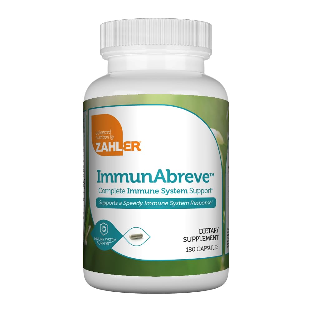 Zahler ImmunAbreve bottle label showing 180 capsules