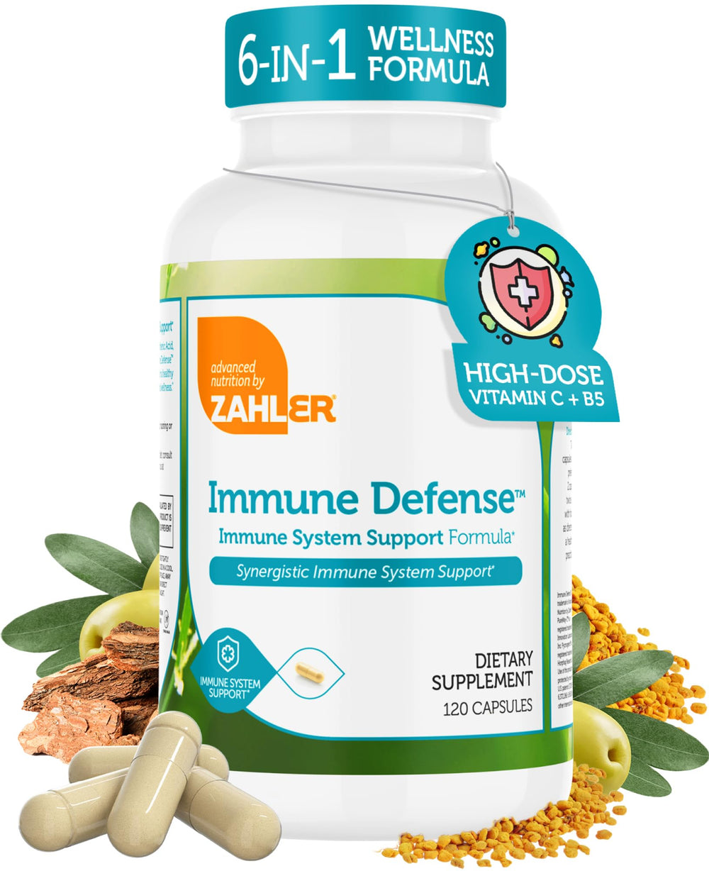 Front view of Zahler Immune Defense bottle and box