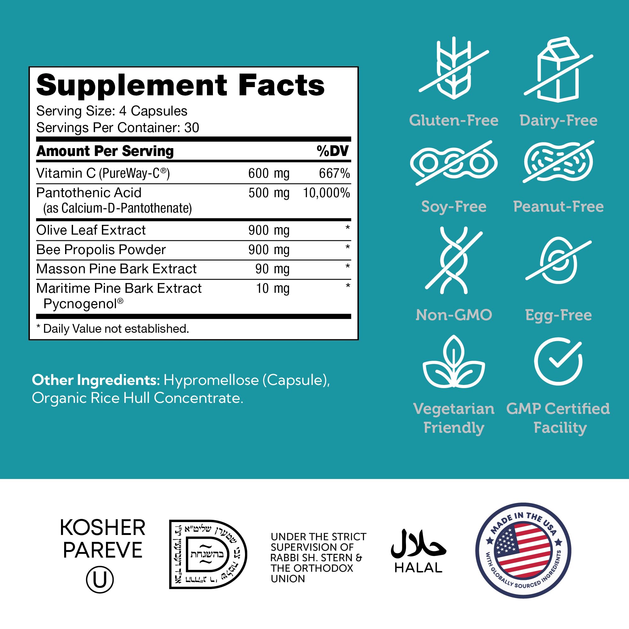 Close-up of Zahler Immune Defense ingredients
