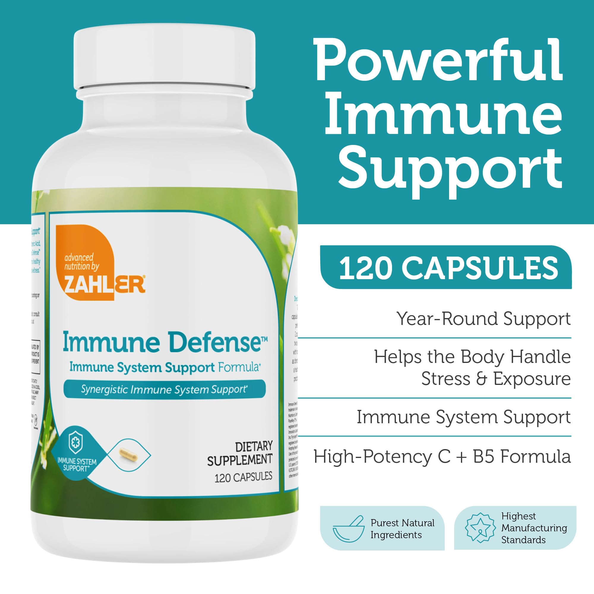 Zahler Immune Defense packaging and cap