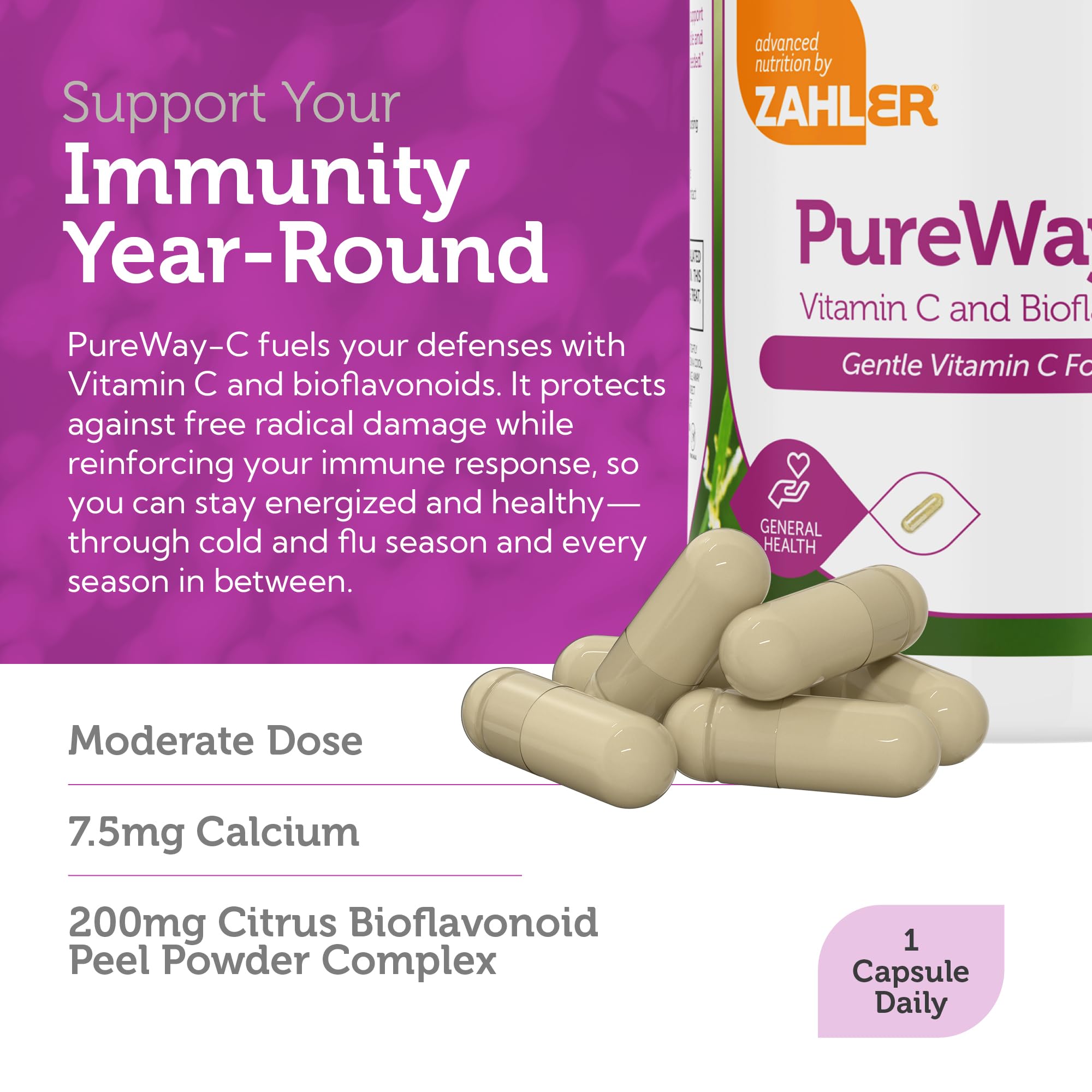 Immune support and antioxidant benefits from Zahler Vitamin C