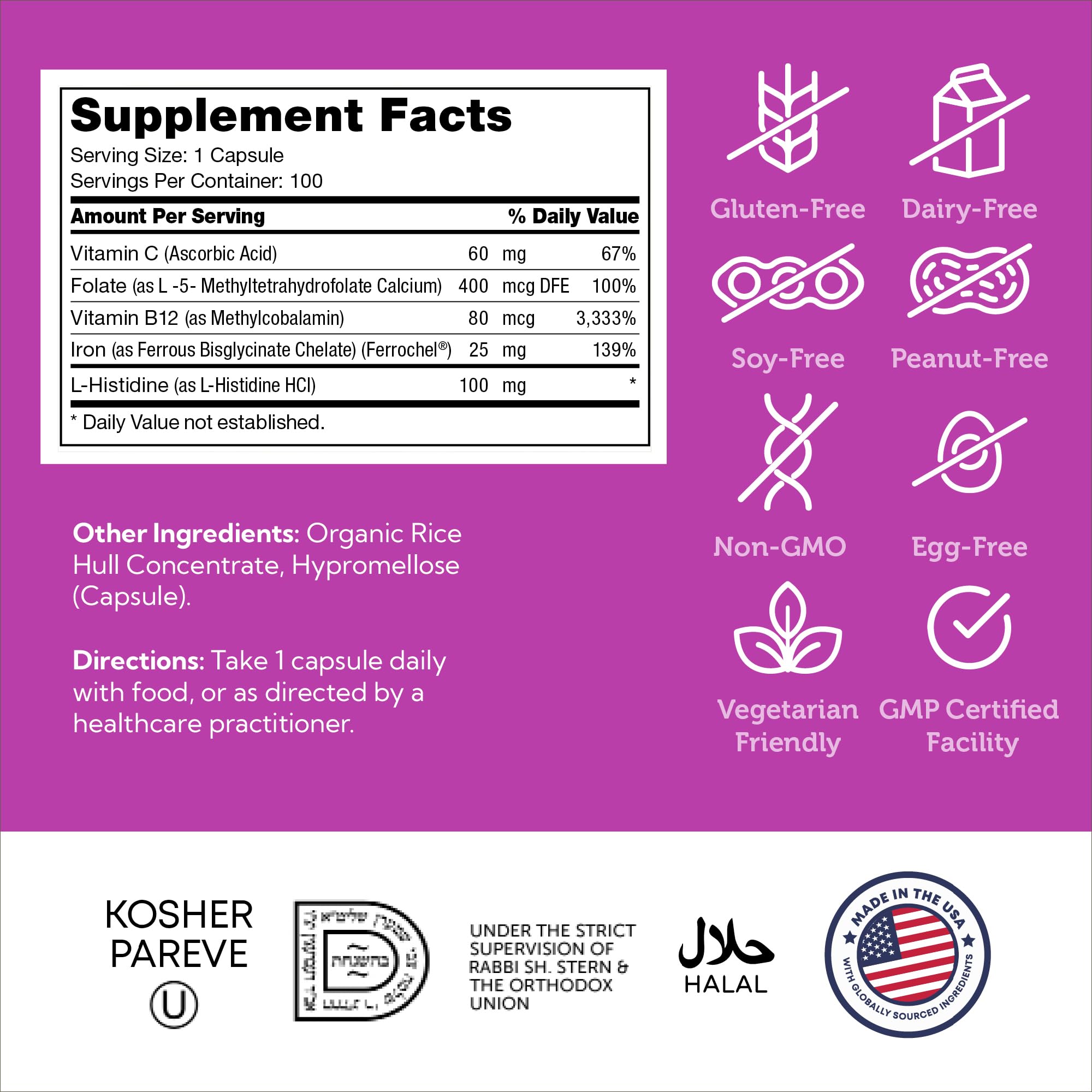 Close-up of Zahler Iron Complex capsules