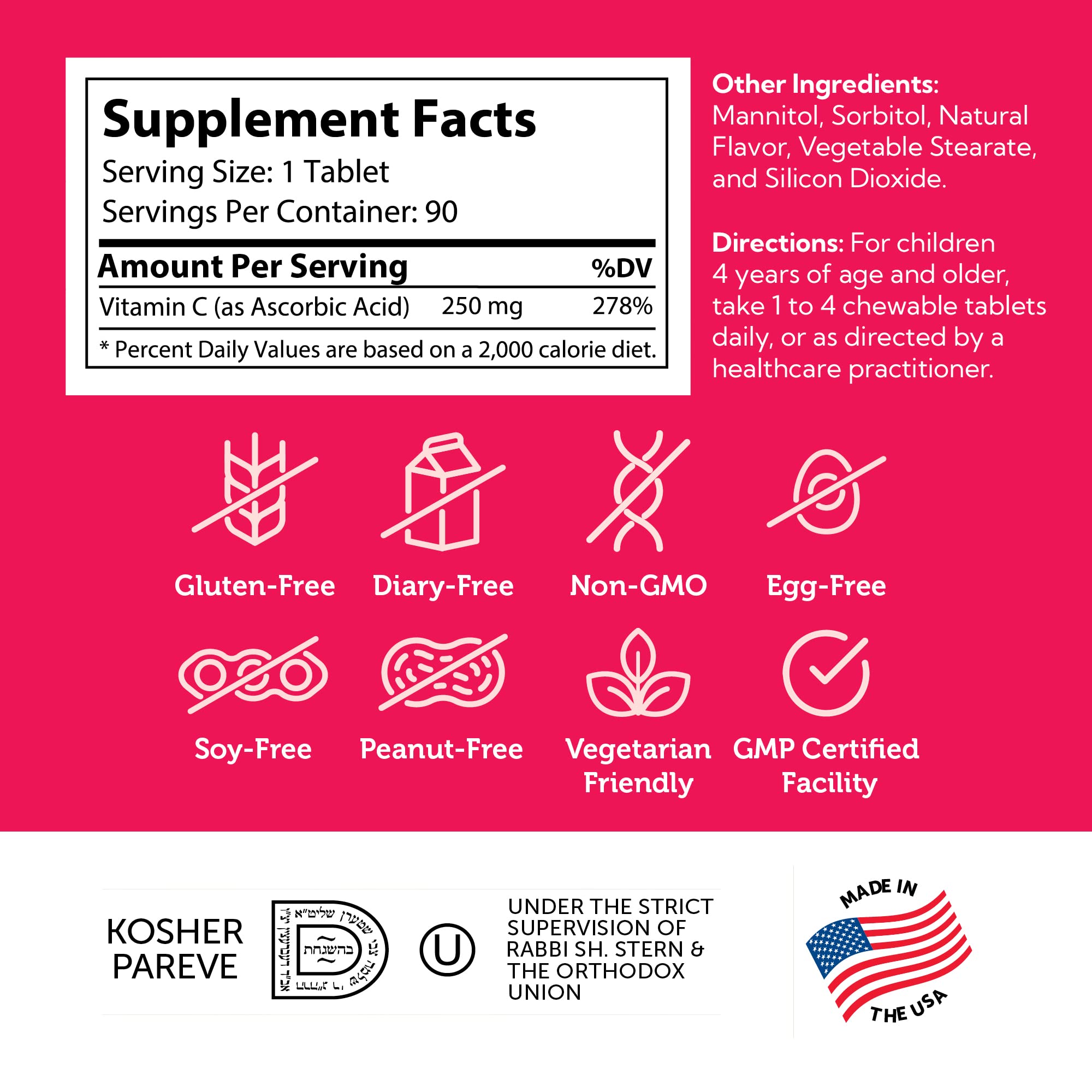 No-messing chewable Vitamin C tablets for kids with easy dosage