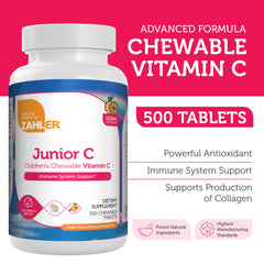 Close-up of orange-flavored vitamin C chewable tablet