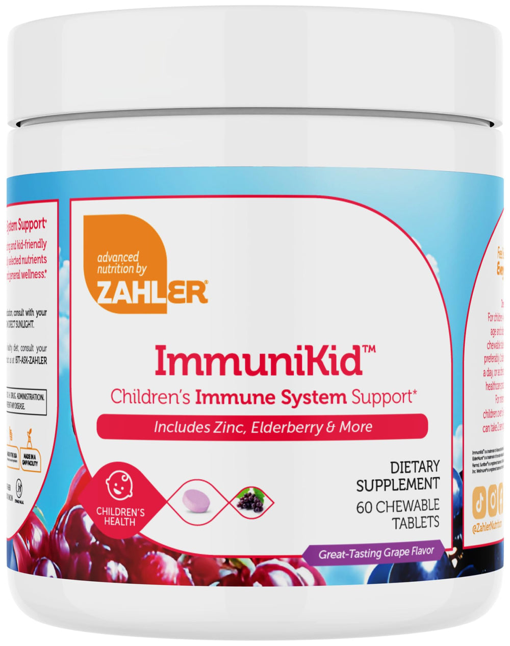 Close-up of Zahler Kids Immune Support grape chewables