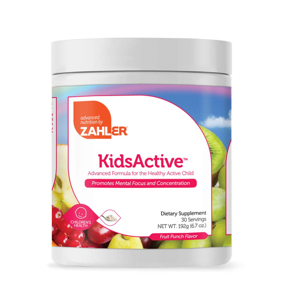 Front view of Zahler KidsActive Fruit Punch Powder packaging