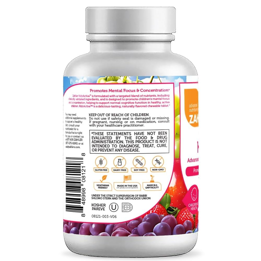 Nutrition panel highlighting vitamins and minerals in Zahler KidsActive