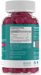 Back label of Zahler Magnesium Gummies Raspberry bottle
