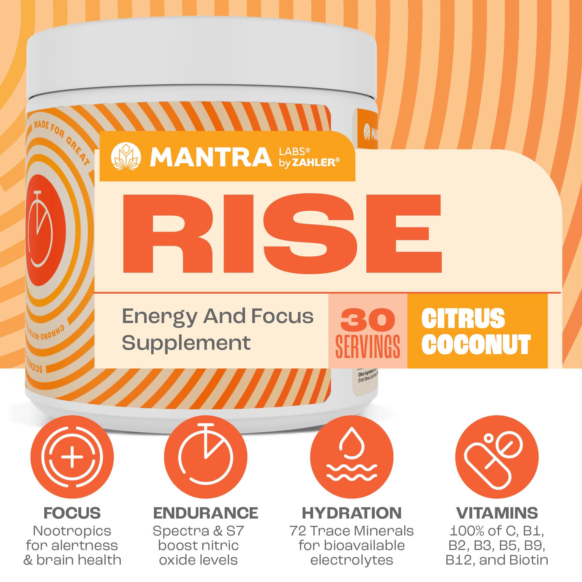 Mantra Rise ingredients and nutrition facts label