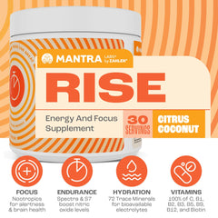 Mantra Rise ingredients and nutrition facts label