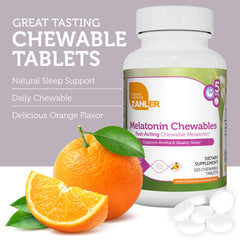 Orange-flavored Zahler Melatonin 5mg bottle with chewables