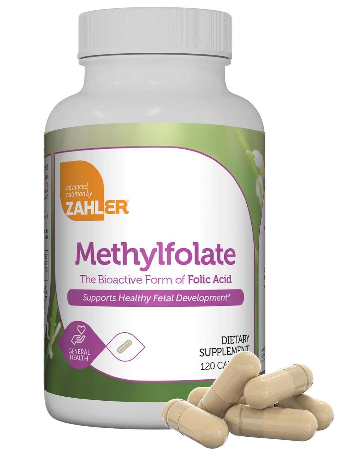 Zahler Methylfolate bottle showing 1000 mcg DFE L-Methylfolate