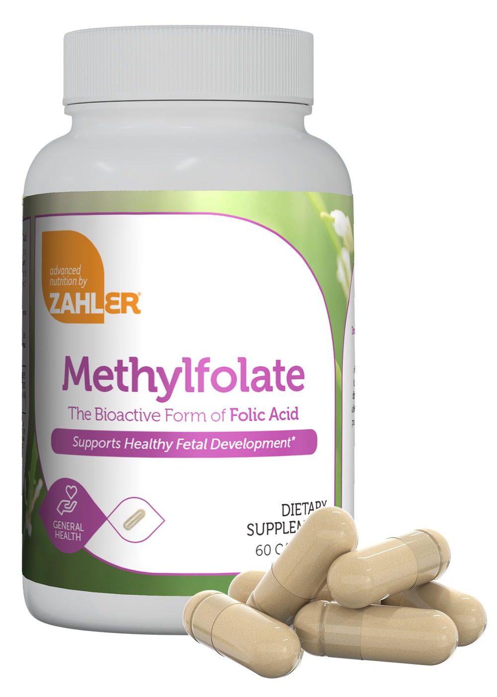 Front label of Zahler Methylfolate 60 capsules