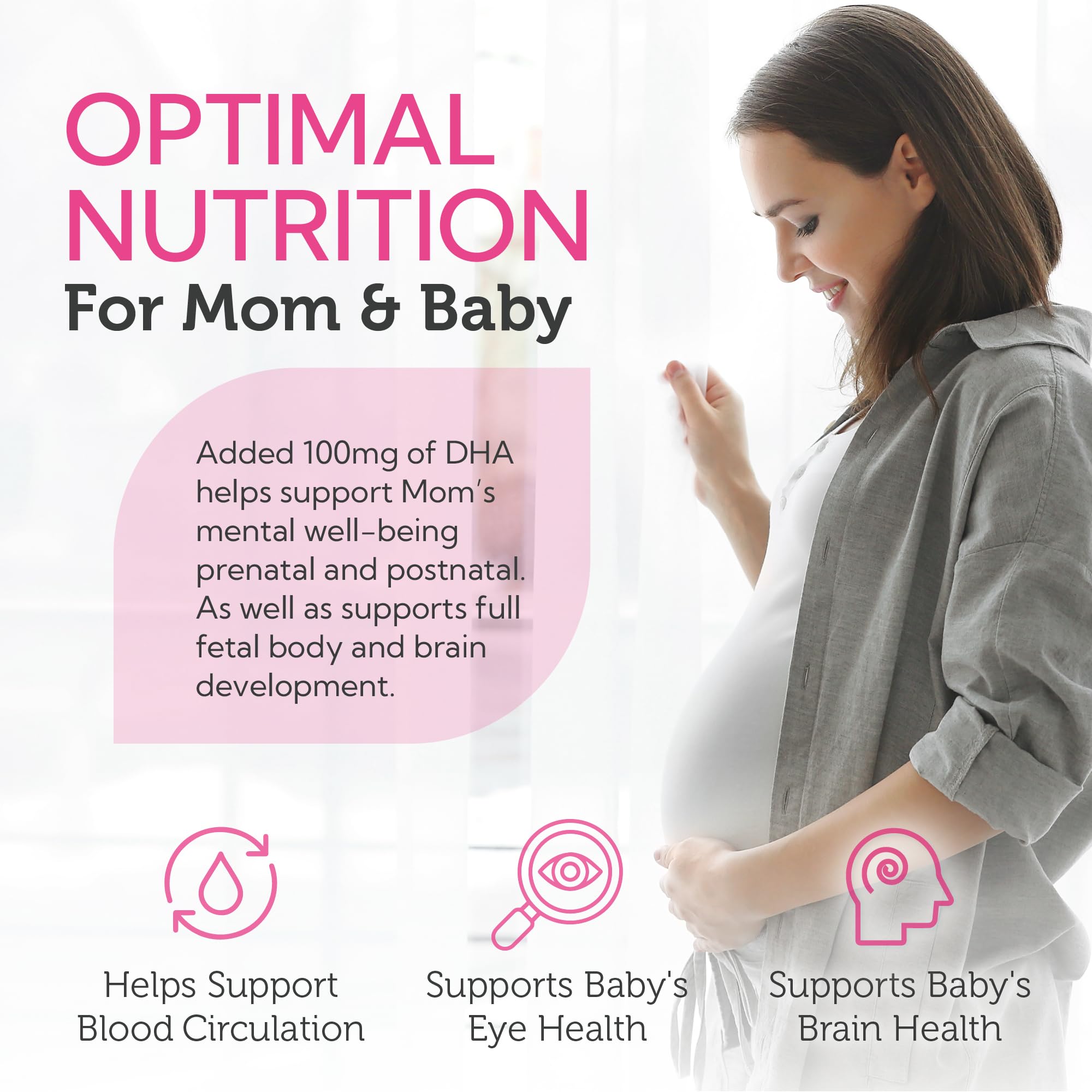 All-natural ingredients and label on Zahler Mighty Mini Prenatal