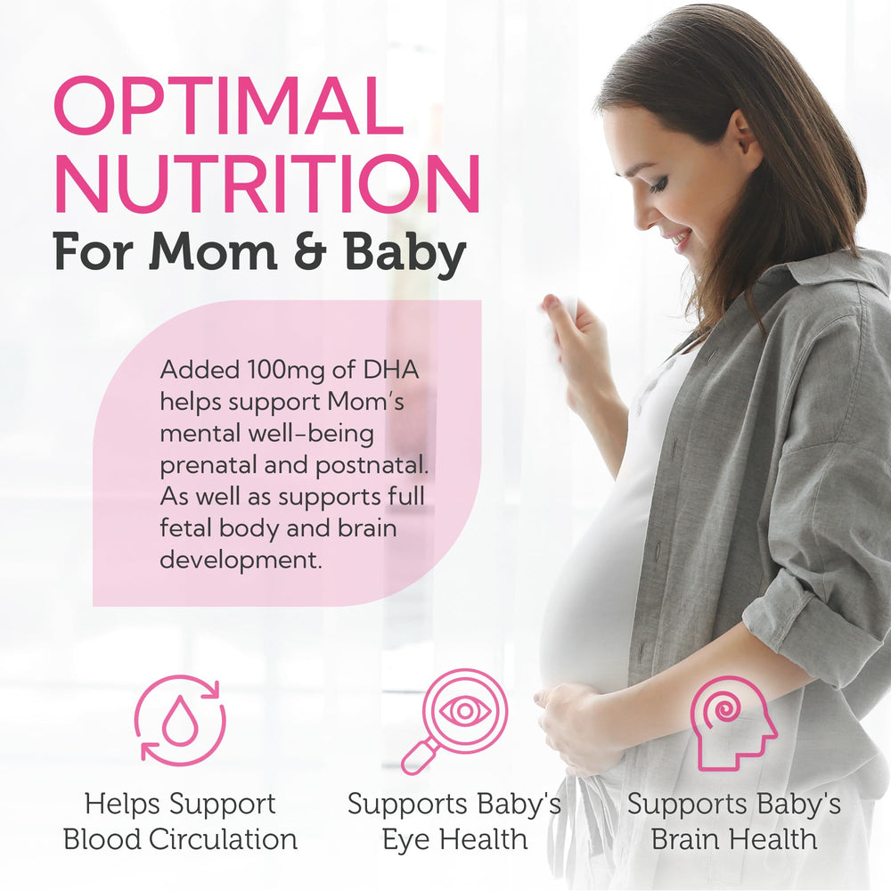 All-natural ingredients and label on Zahler Mighty Mini Prenatal