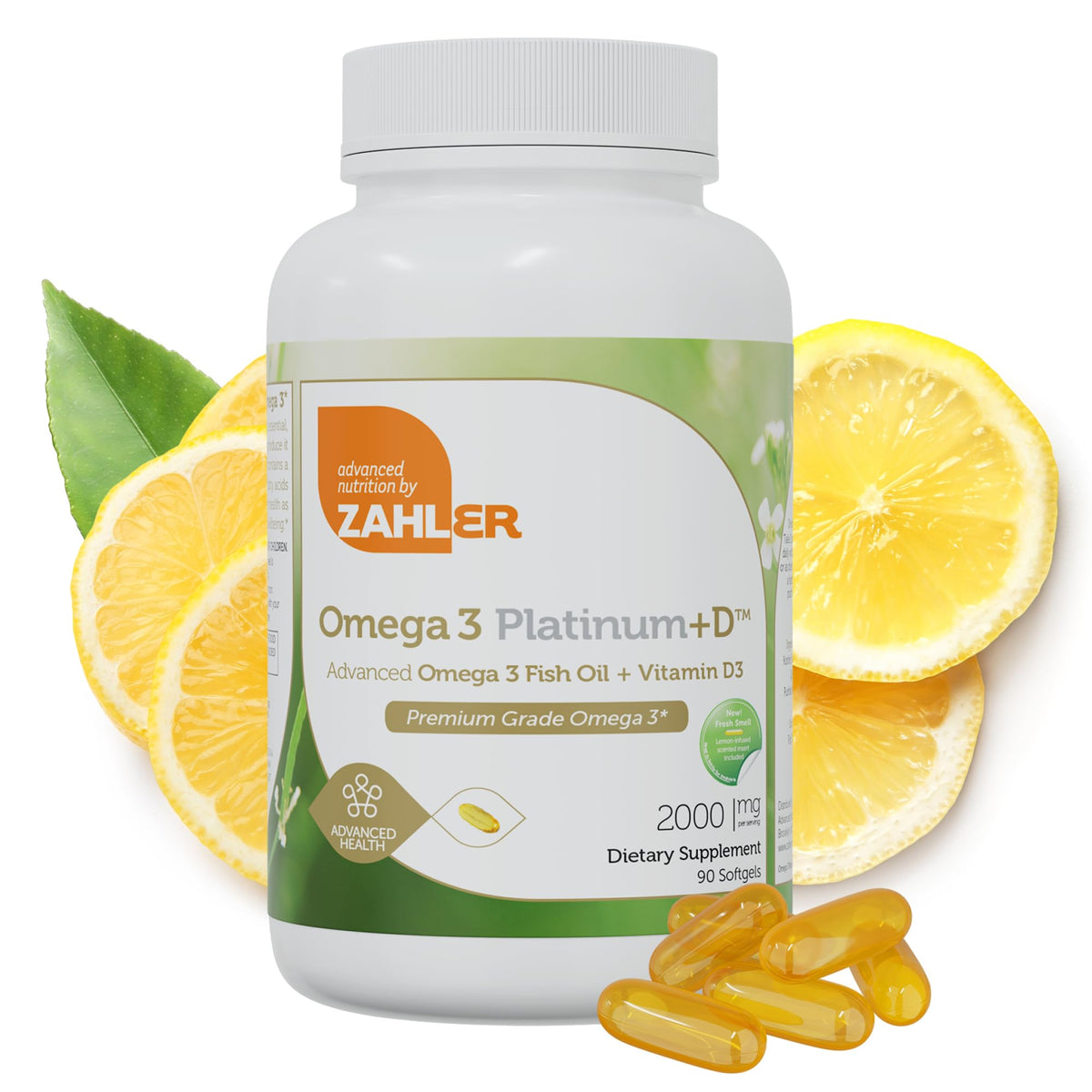 Zahler Omega 3 Platinum +D bottle with 90 softgels