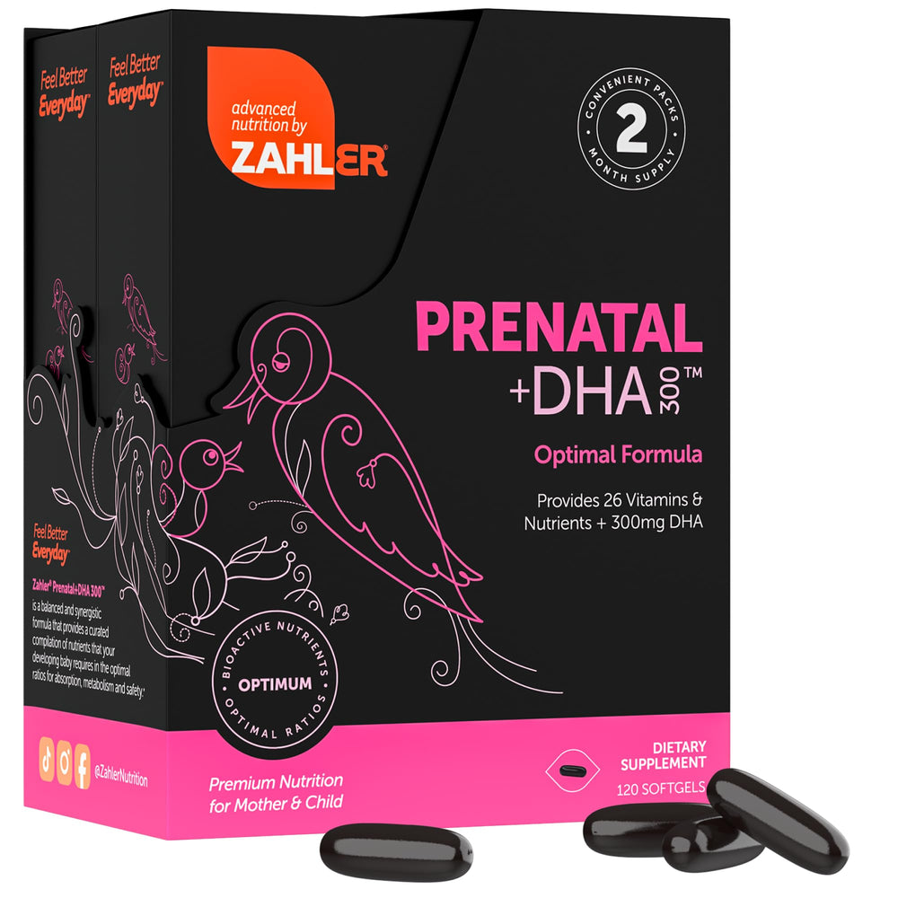 Close-up of Zahler prenatal DHA softgels