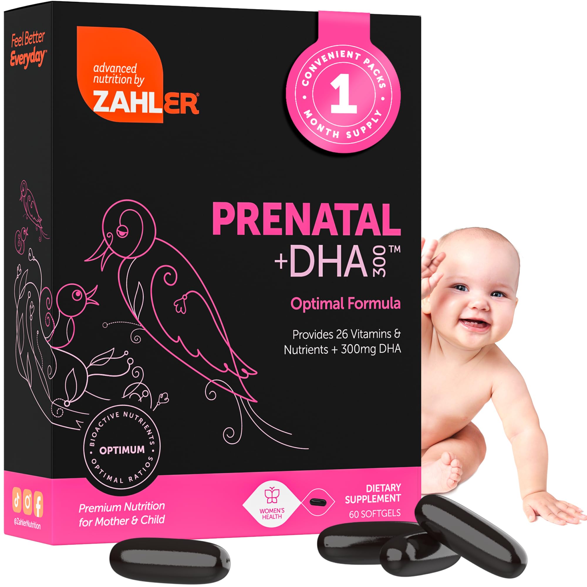 Zahler Prenatal Vitamin with DHA & Folate softgels – 60 count