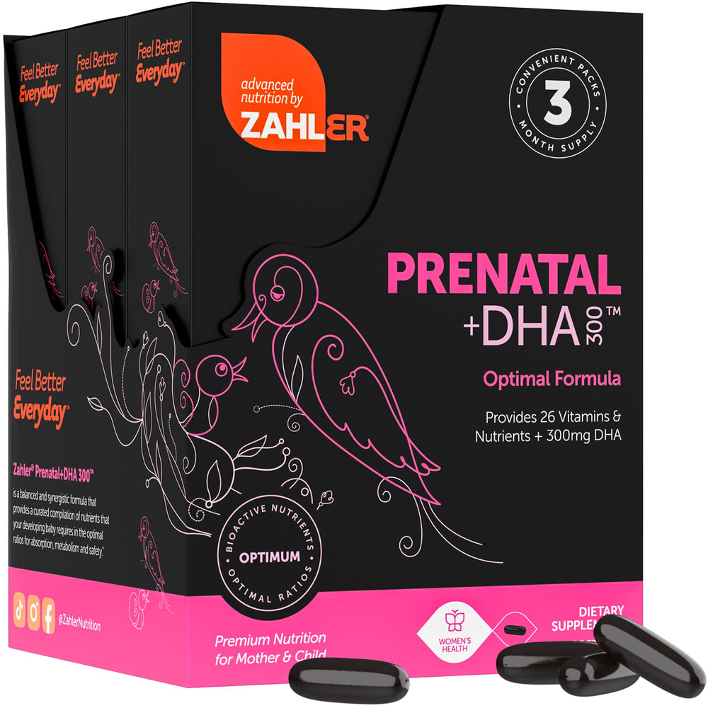 Ingredients and methylfolate highlighted for Zahler prenatal DHA