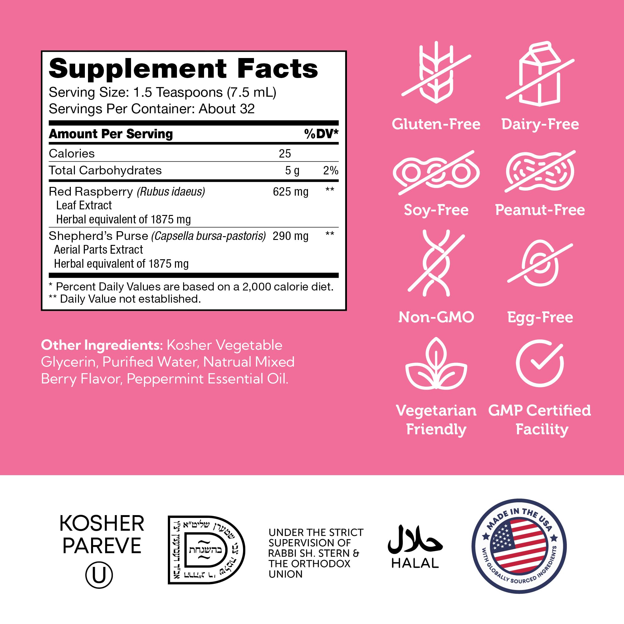 Organic Shepherd's purse and Red Raspberry Leaf ingredients