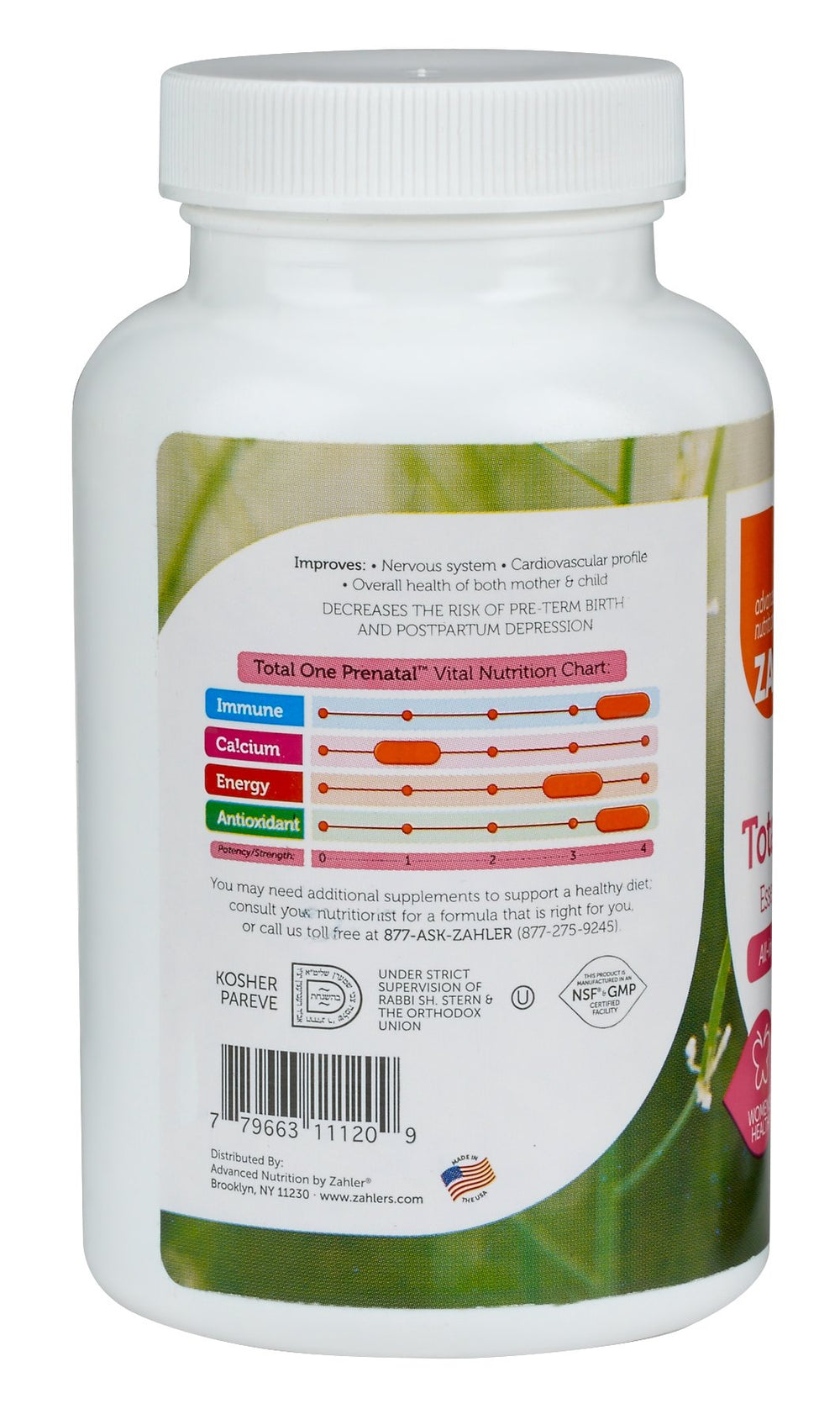Total One Prenatal Vitamins ingredients and nutrition label