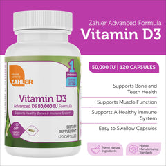 Label highlights 50,000 IU Vitamin D3 and weekly dosage