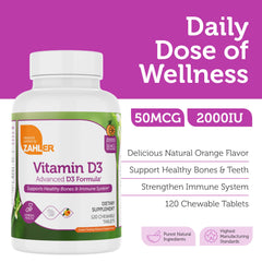 Bottle of Zahler Vitamin D3 chewables with orange flavor