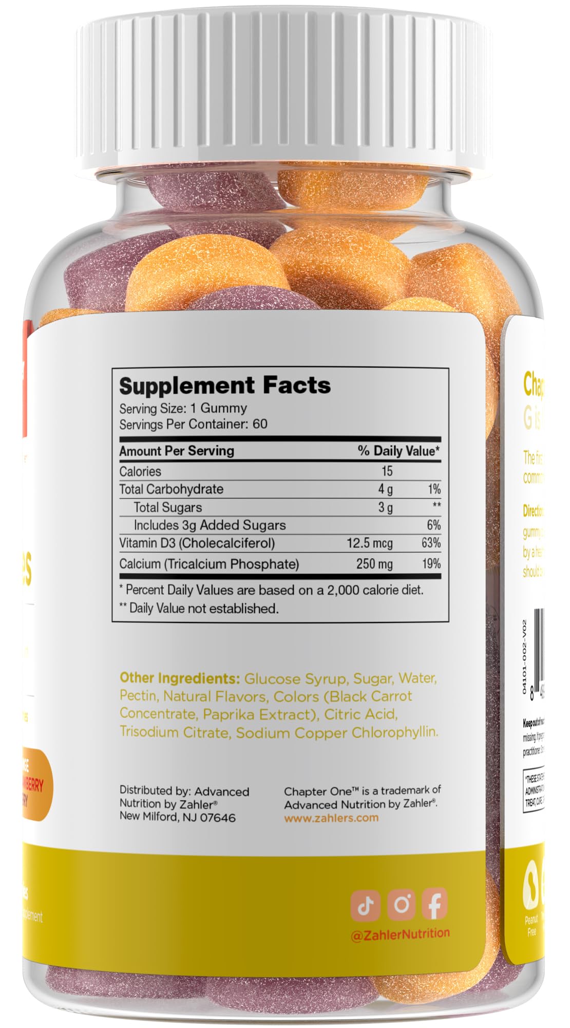 Gummy bottle label showing Non-GMO and Gluten Free markings